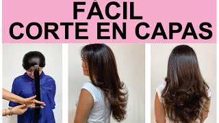 COMO CORTAR CAPAS LARGAS FACIL TU MISMAHOW TO CUT LENGTHS [upl. by Monahan]