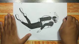 How to draw SCUBA DIVER step by step [upl. by Ailefo]