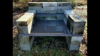 DIY  How To Build a Homemade BBQ Pit  Backyard Concrete Block Grill  Easy [upl. by Janis]