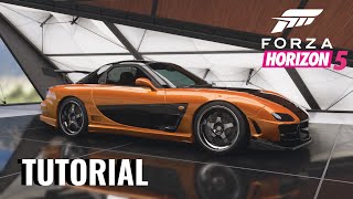 Forza Horizon 5  Hans Mazda RX7 Build Tutorial [upl. by Jacintha]