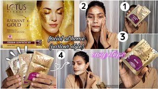 LOTUS HERBAL GOLD FACIAL KITHOW TO DO FACIAL AT HOME PARLOUR STYLElotus facial kit [upl. by Nywled]