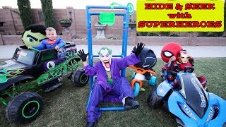 Hide amp Seek game with Superheroes  Deions Playtime Skits [upl. by Einaffets]