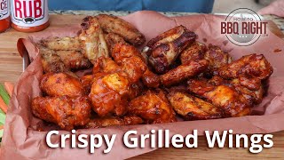 Crispy Grilled Wings on Weber  HowToBBQRight [upl. by Ateerys]