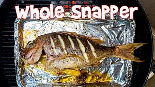 Whole Snapper cooked on a Weber Kettle recipe [upl. by Revlis]