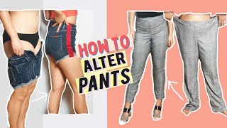 HOW TO ALTER PANTS TO FIT YOU PERFECTLY BASIC DIY ALTERATIONS [upl. by Enoryt452]