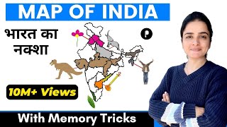 MAP OF INDIA भारत का नक्शा   India Map 2023  Indian Geography by Richa Maam [upl. by Oal201]