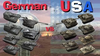 WOT Blitz Germany vs USA  Tier 10 Face Off [upl. by Ardnu824]