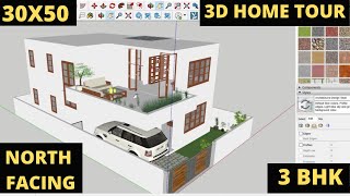 30X50 west facing House3D Elevation Video [upl. by Eiramnwad]