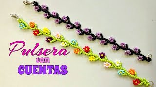 PULSERA con CUENTASMOSTACILLAS en forma de FLOR EFECTO RAMAS [upl. by Hannie189]