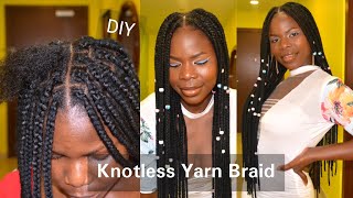 HowTO Yarn Knotless Box Braids Using Preparting Method  Protective Birthday Braids [upl. by Eclud]