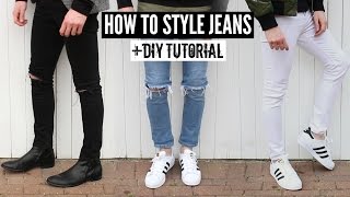 How To Style Jeans  Distressed Denim  DIY Tutorial  Mens Fashion 2023 [upl. by Perretta]