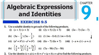 Ch 9 Algebraic Expressions and Identities  Part 1 Exercise 95  Class 8 Maths  RBSE CBSE NCERT [upl. by Fidellia612]