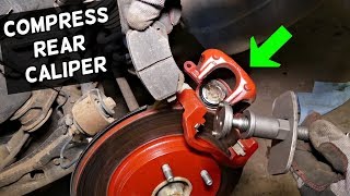 HOW TO COMPRESS REAR BRAKE CALIPER PISTON ON DODGE GRAND CARAVAN CHRYSLER TOWN AND COUNTRY [upl. by Kenleigh]