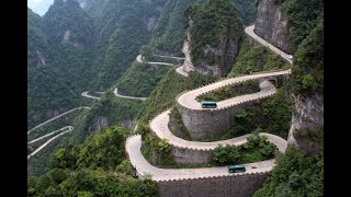 China  Hunan Province Zhangjiajie Tianmen Heavens Gate 99 Bending Road “Avatar” Park [upl. by Garap]