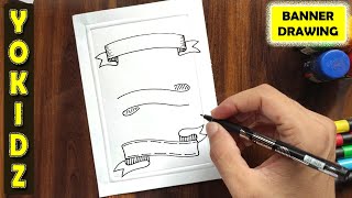 HOW TO DRAW A RIBBON BANNER EASY [upl. by Tnek]